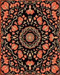 Coral Floral Mandala Pattern Rug