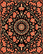 Coral Floral Mandala Pattern Rug