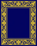 Ornate Floral Blue and Gold Border Rug