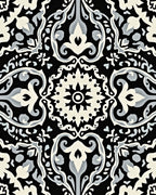 Intricate Scrollwork Floral Damask Pattern Rug