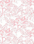 Elegant Pink Floral Swirl Pattern Rug