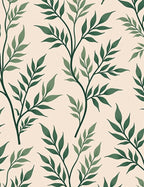 Green Leafy Branches Pattern Rug