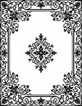 Ornate Black Floral Border Design Rug