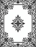Ornate Black Floral Border Design Rug