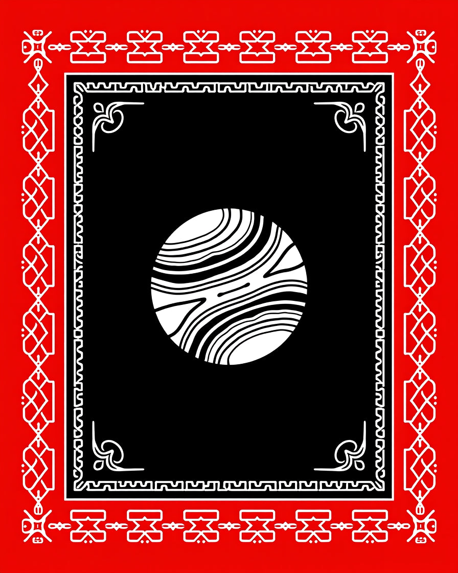 Bold Red White Geometric Circle Design Rug