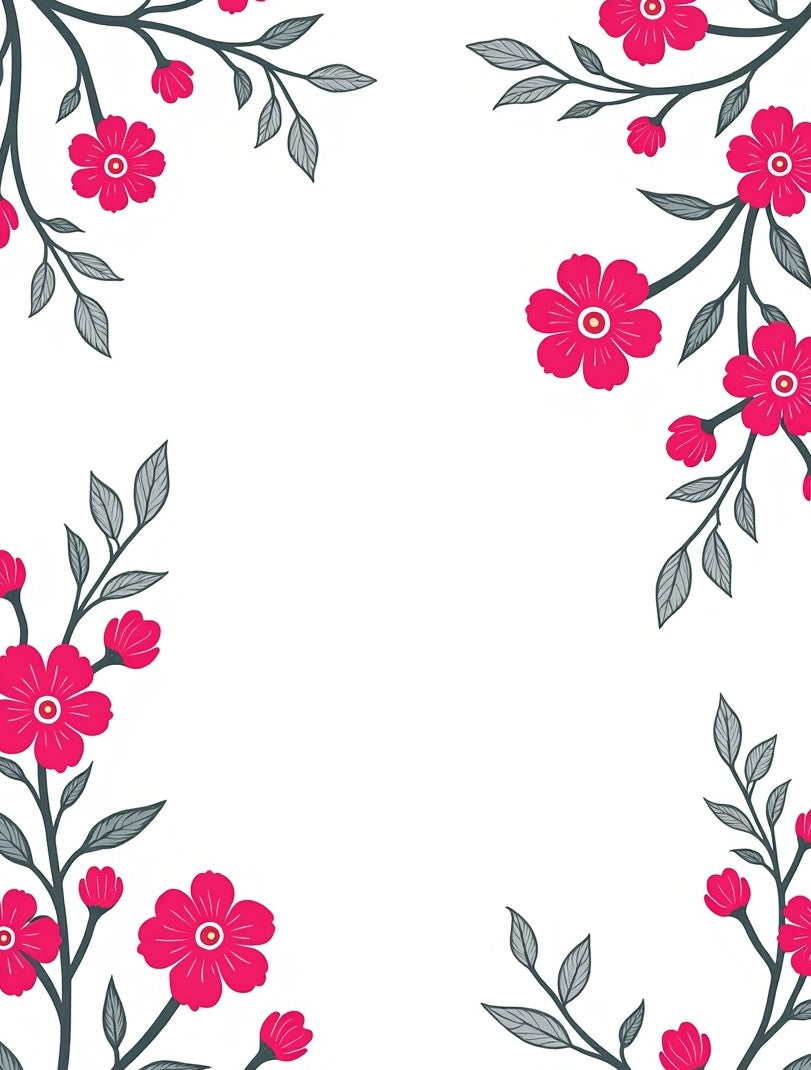 Vibrant Pink Flora Branches Rug