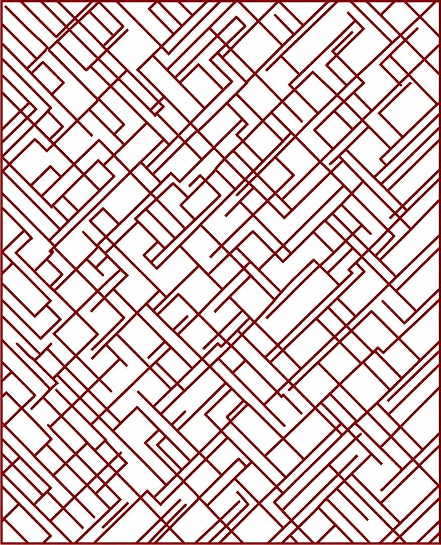 Abstract Geometric Red Lines Pattern Rug