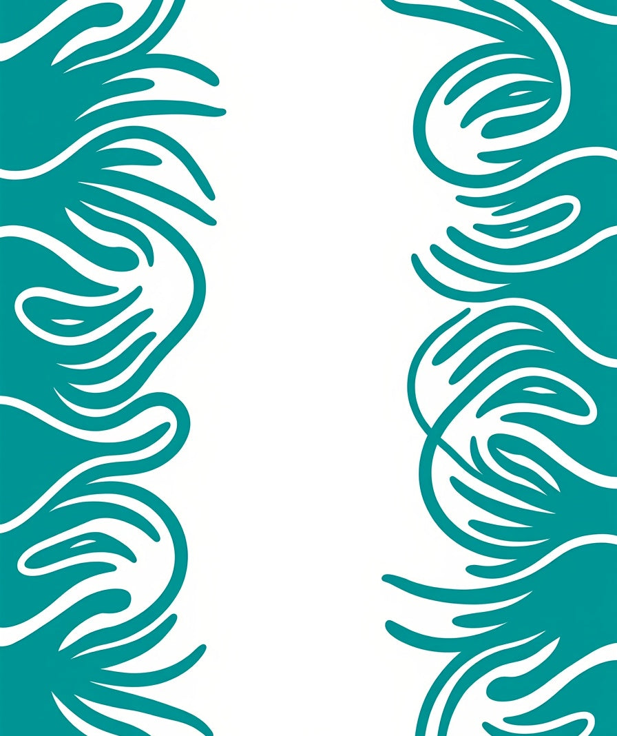 Teal Swirl Abstract Border Design Rug
