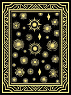 Radiant Golden Sunburst Diamond Border Rug