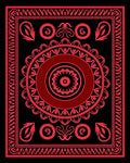 Bold Red Floral Mandala Bordered Design Rug