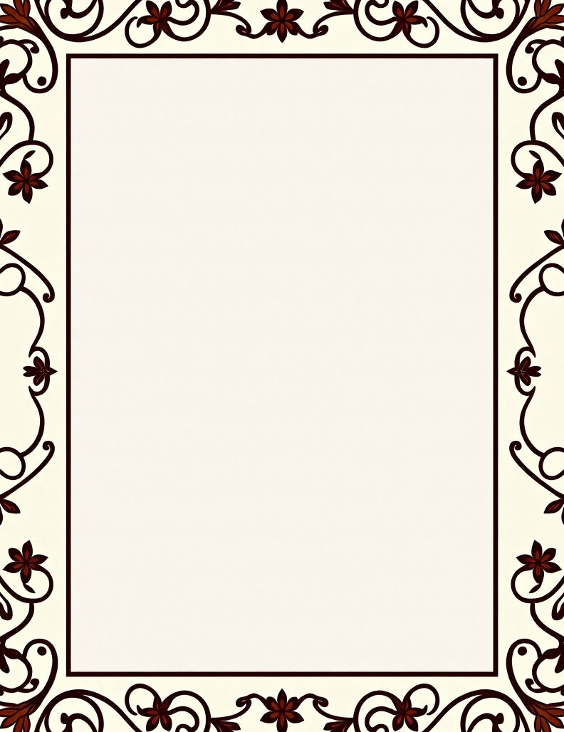 Ornate Floral Vines Pattern Frame Rug