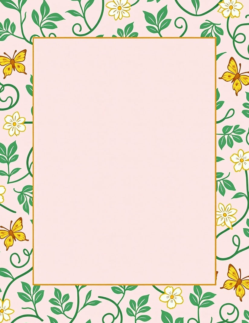 Pink Floral Butterfly Patterned Rug