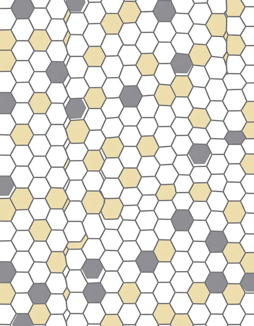 Yellow Grey Geometric Hexagons Pattern Rug