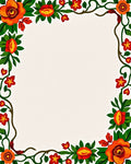 Vibrant Floral Vines Decorative Border Rug