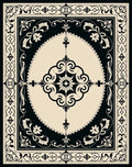 Classic Black Ivory Floral Scroll Rug