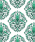 Emerald Green Damask Pattern Rug