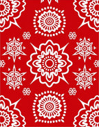 Red White Floral Round Medallion Pattern Rug