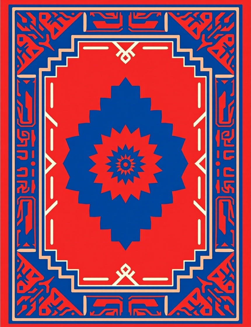Bold Geometric Sunburst Pattern Rug