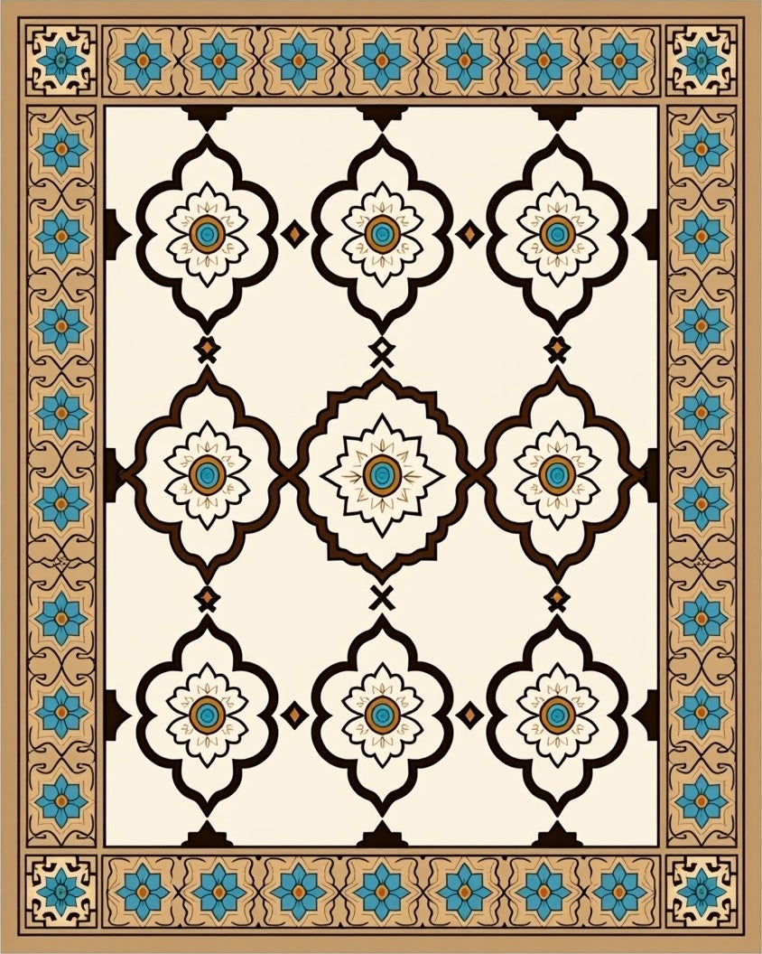 Ornate Floral Medallion Pattern Rug