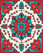 Bold Floral Mandala With Stars Rug