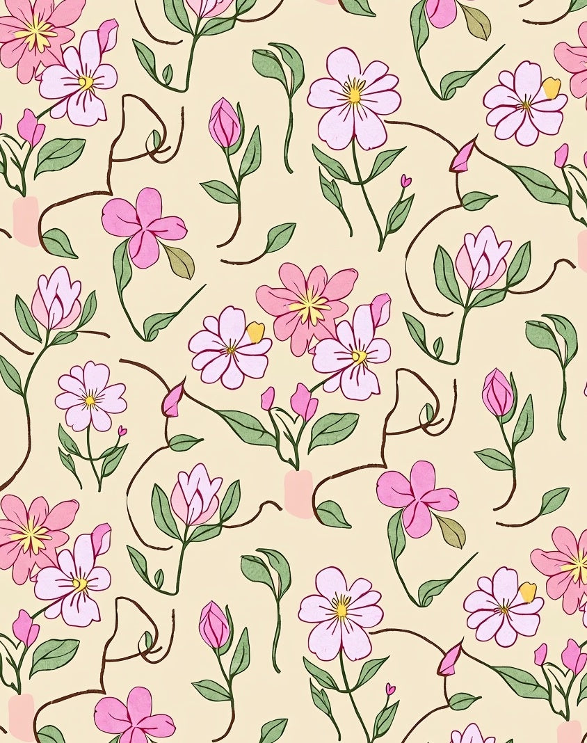 Delicate Floral Vine Pattern Rug