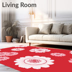 Retro Floral Pattern In Pink and Red Rug
