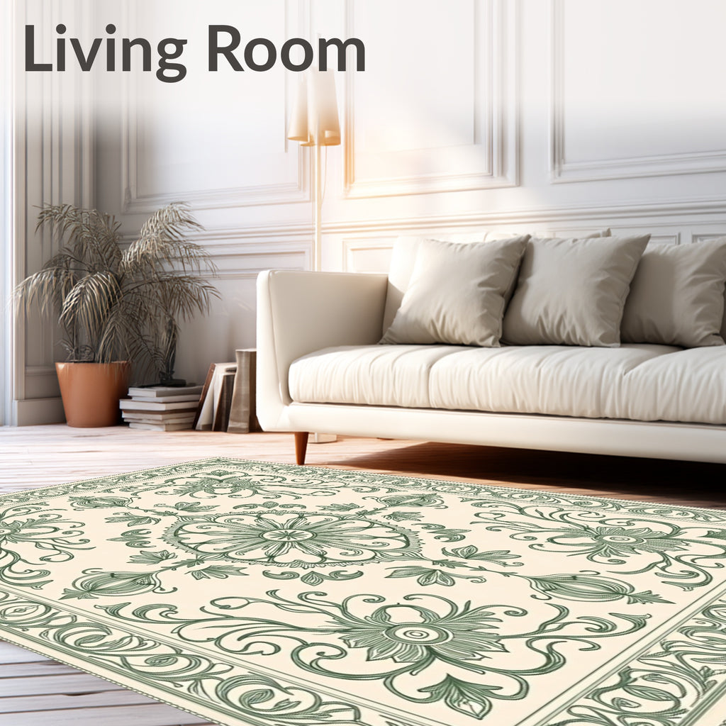 Ornate Floral Scrollwork Pattern Rug