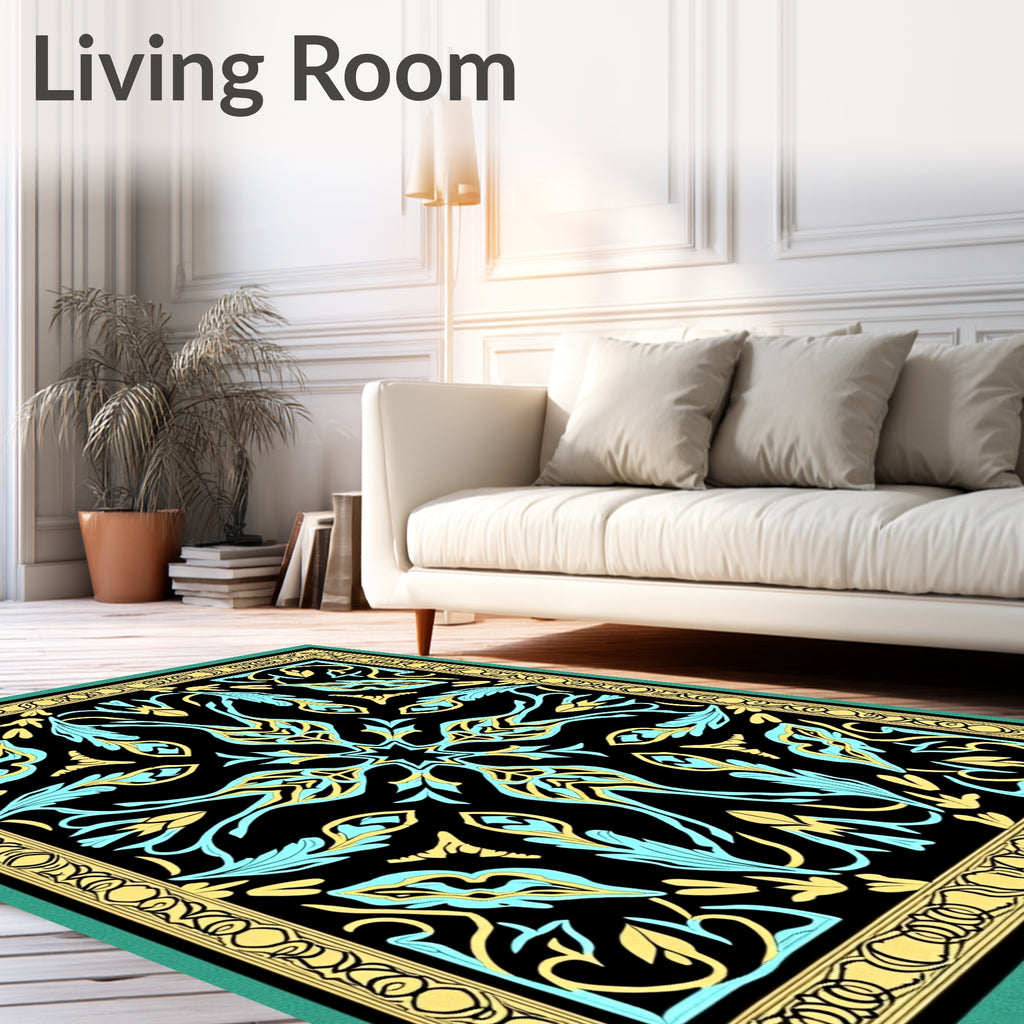 Symmetrical Floral Art Nouveau Rug