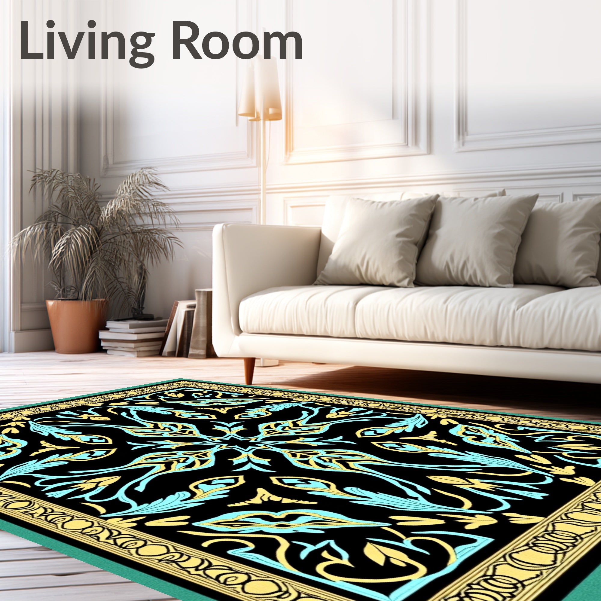 Symmetrical Floral Art Nouveau Rug