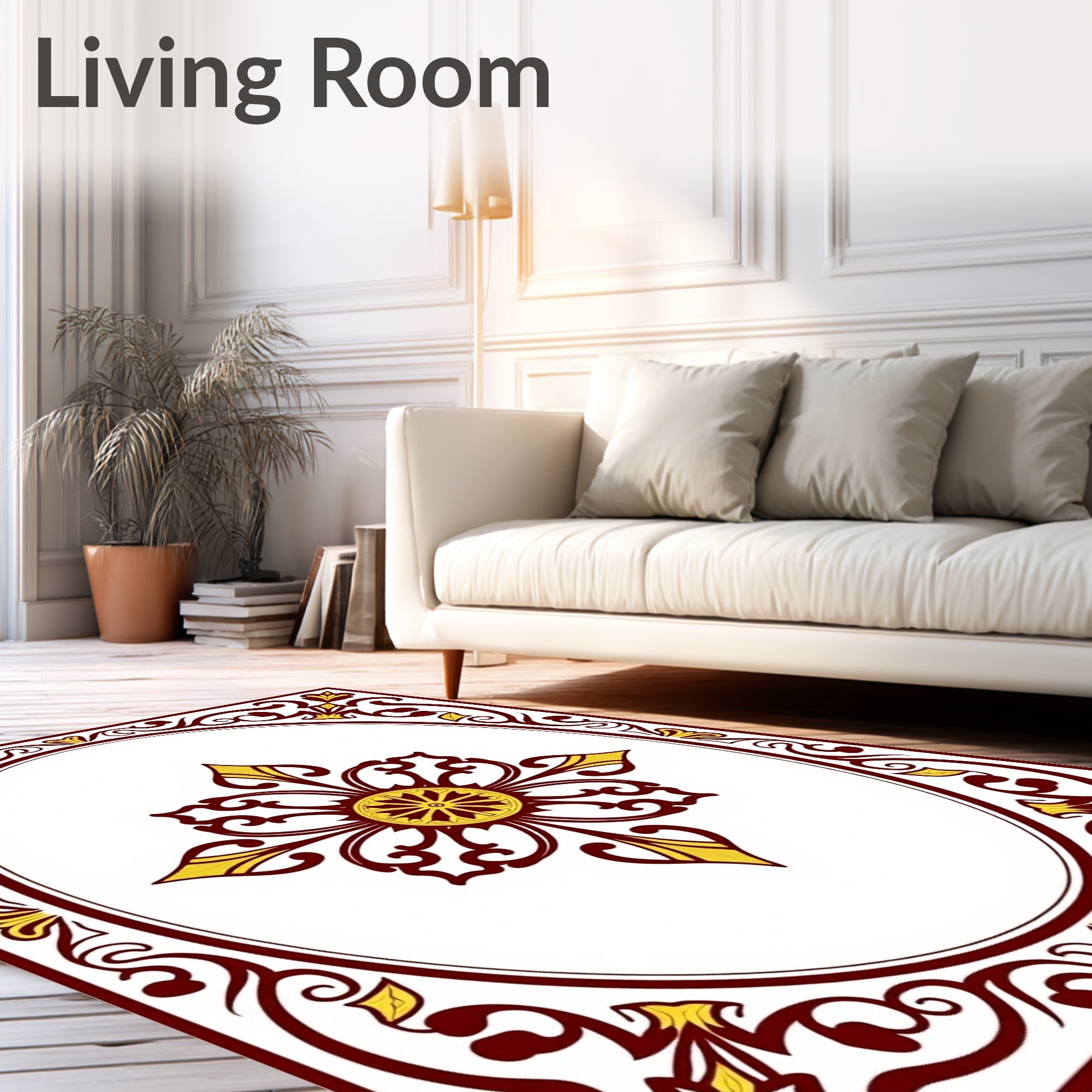 Floral Medallion With Vine Border Rug