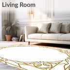 Ornate Swirl Gold Vine Border Rug