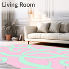 Pastel Pink Teal Swirl Pattern Rug