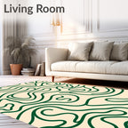 Abstract Green Swirl Pattern Rug