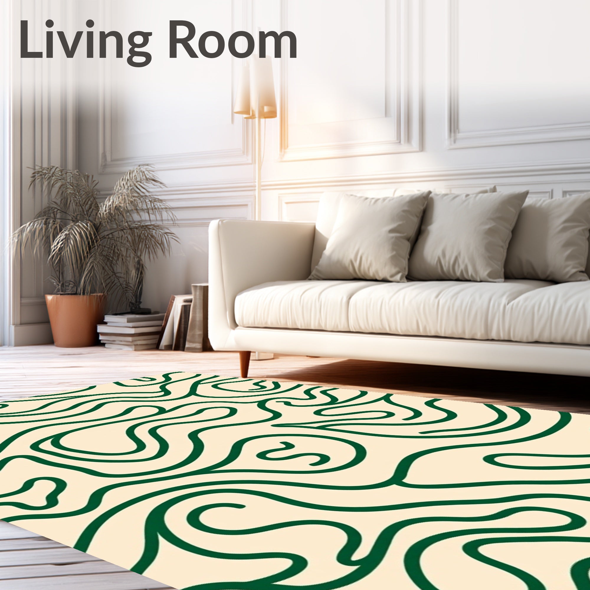 Abstract Green Swirl Pattern Rug