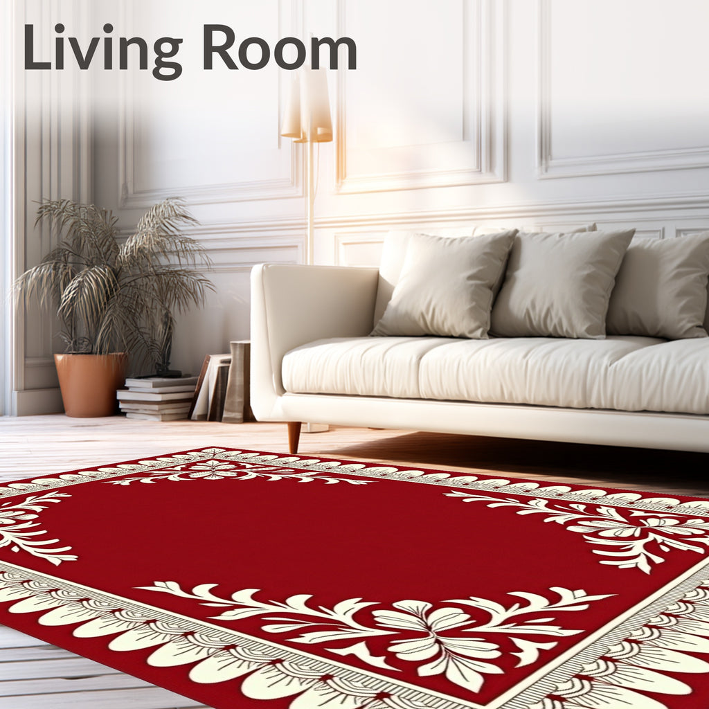 Ornate Floral Border Design Rug