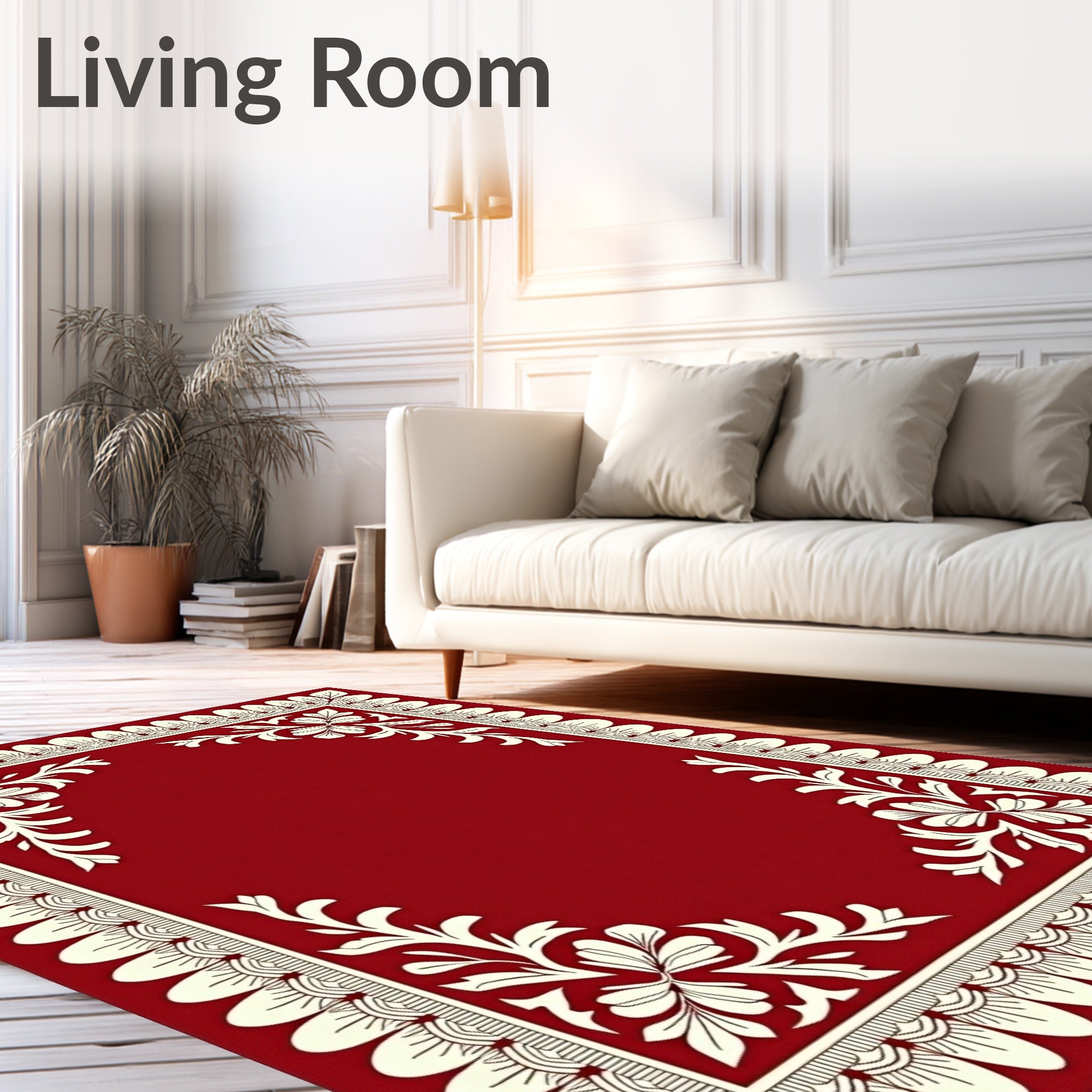 Ornate Floral Border Design Rug