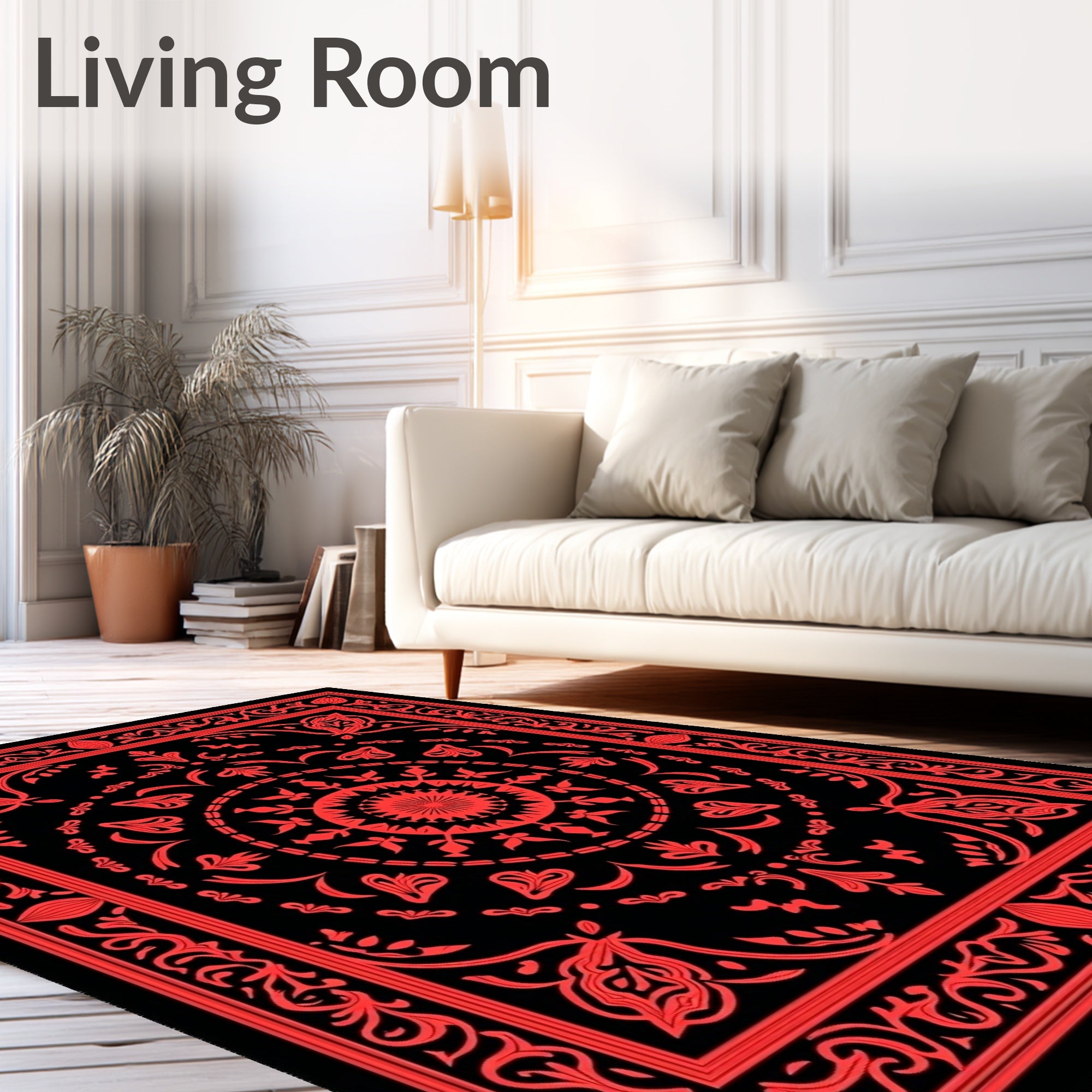 Red Floral Mandala Design Rug