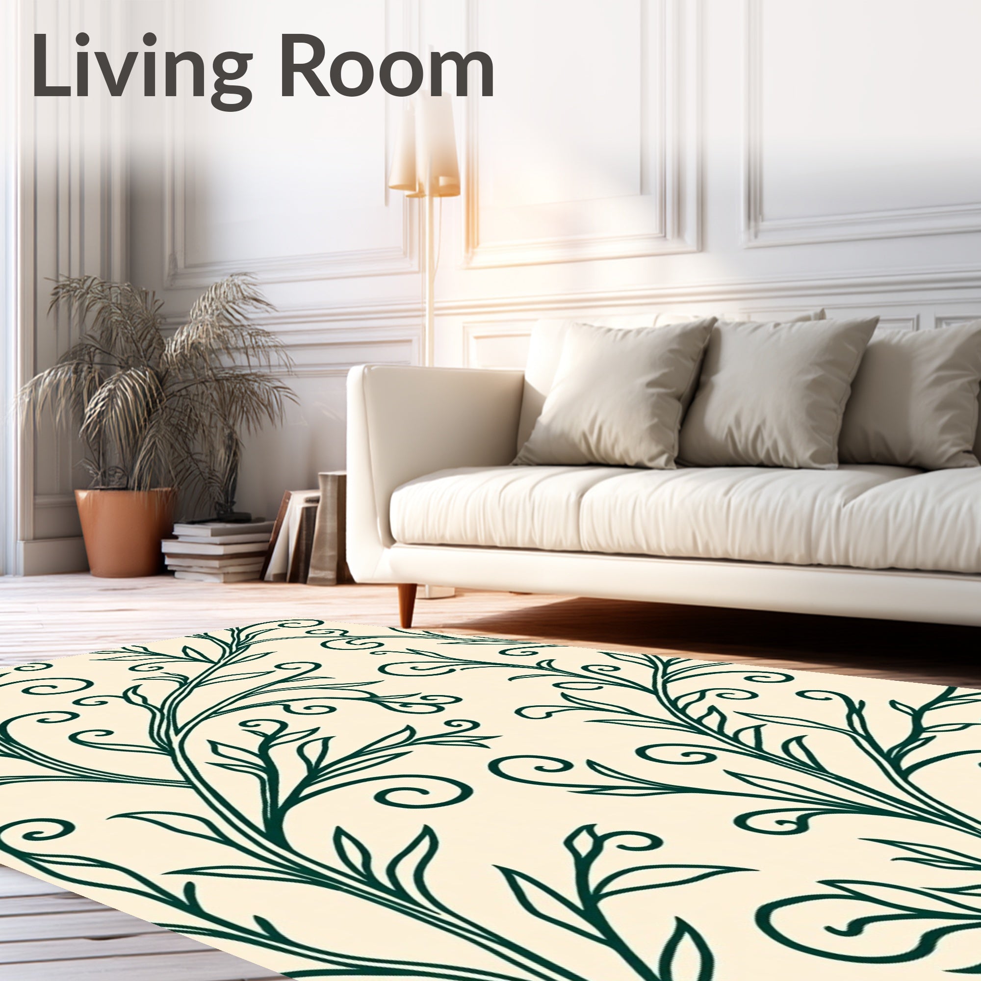 Vine Swirl Floral Pattern Rug