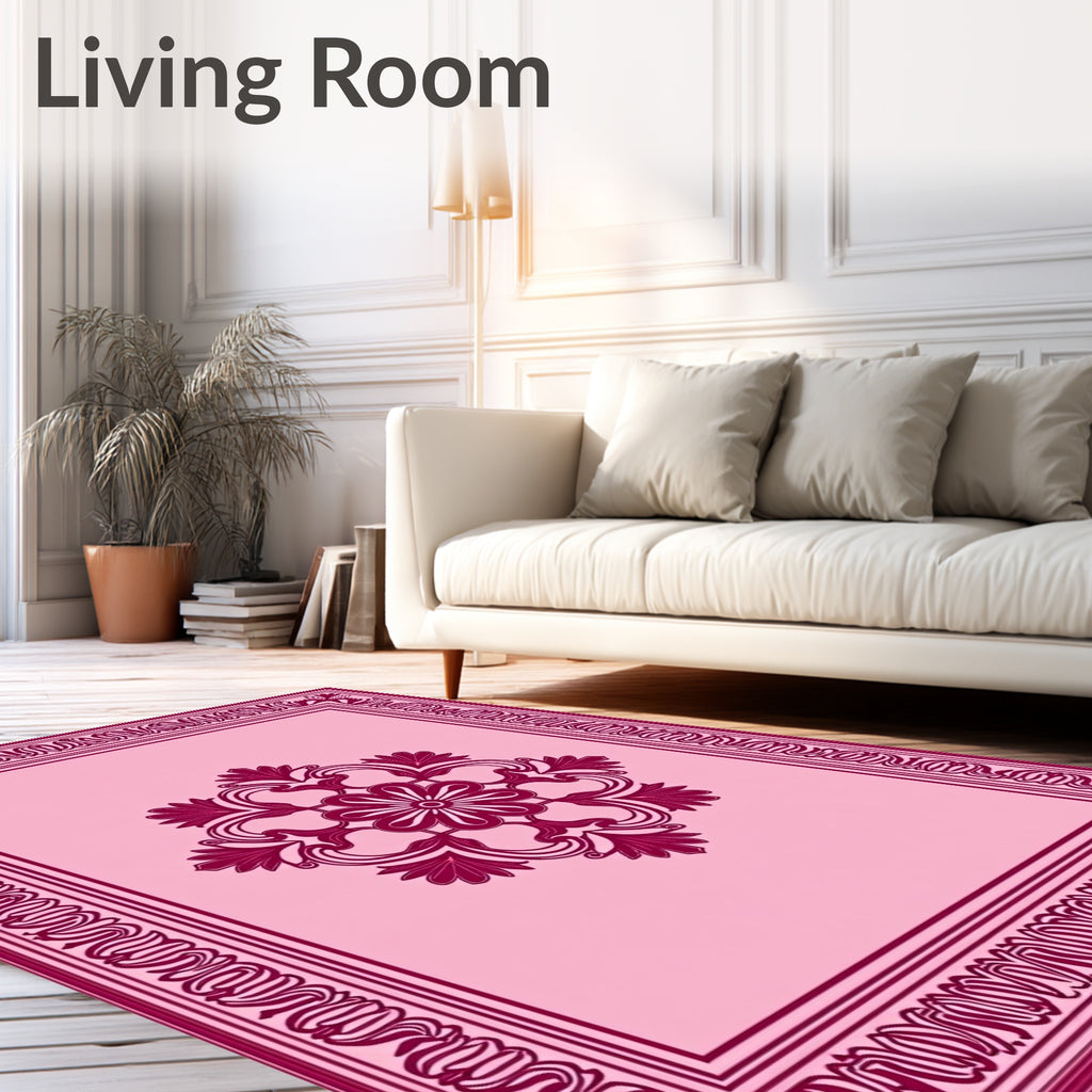 Ornate Floral Mandala Border Design Rug