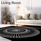 Concentric Geometric Sunburst Symmetry Design Rug