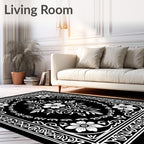 Classic Floral Border Central Medallion Design Rug