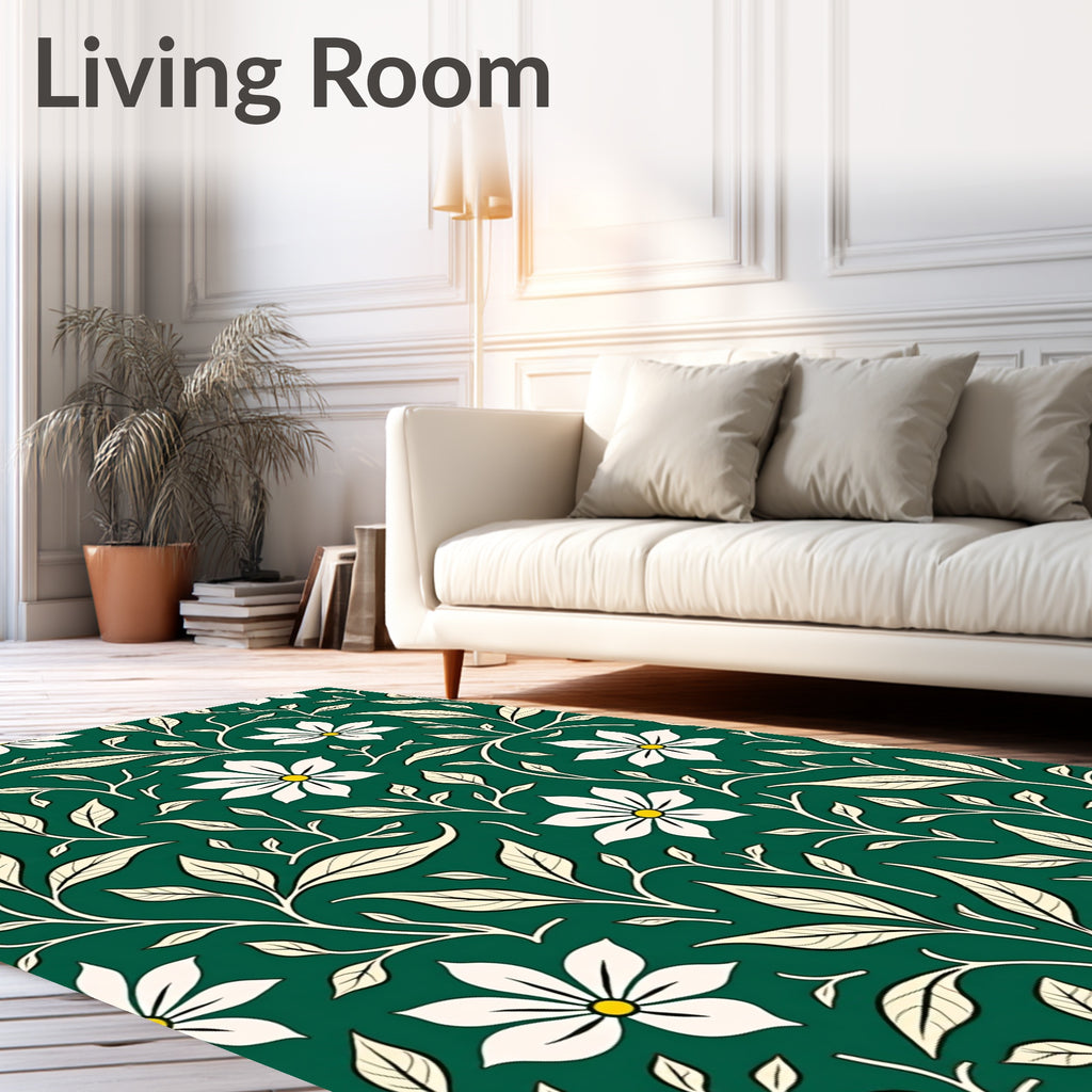 Elegant Cream Floral Vine Pattern Rug
