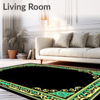 Ornate Filigree Swirls Yellow Green Design Rug