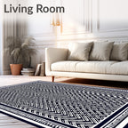 Bold Maze Patterned Monochrome Rug