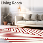 Red Chevron Pattern With Dots Rug