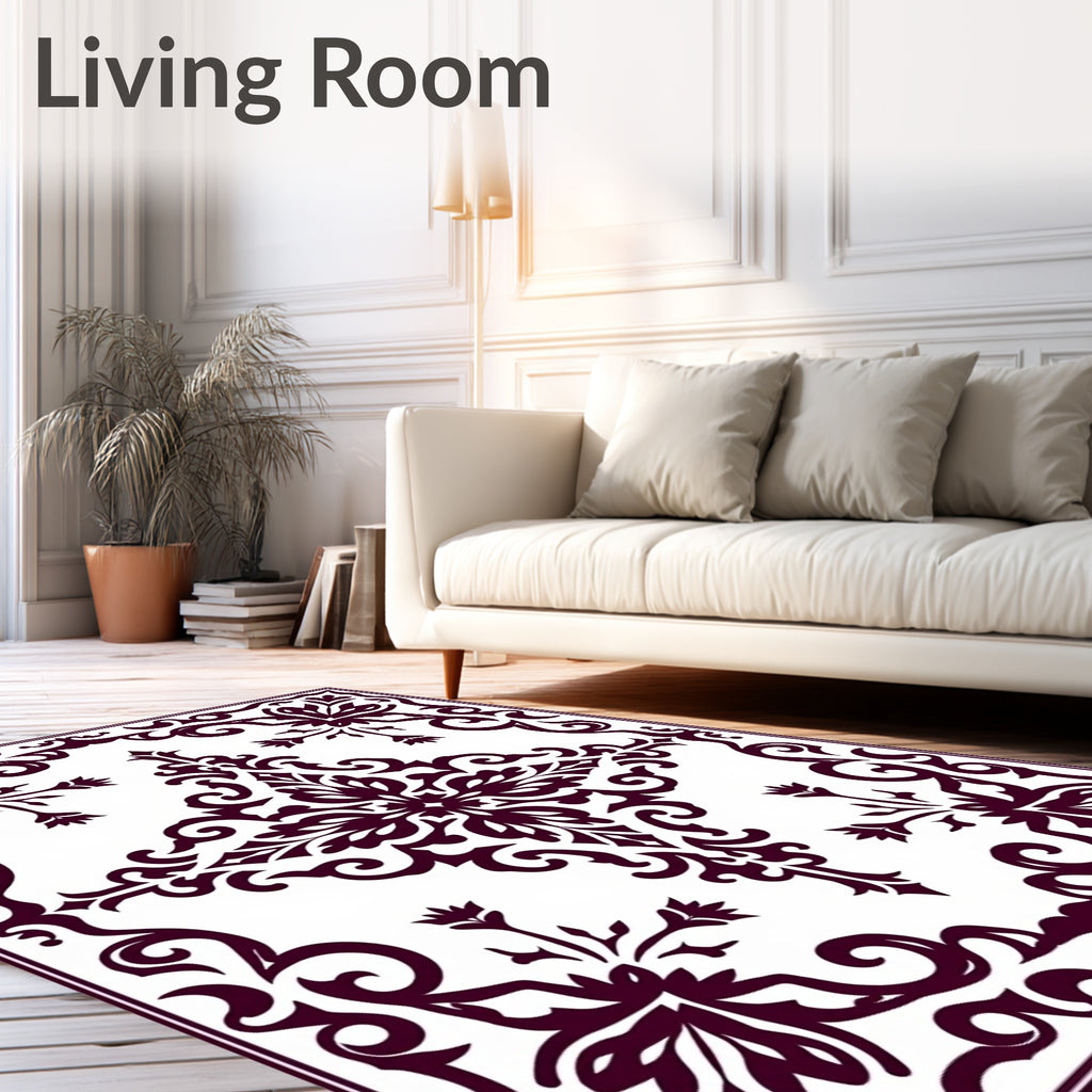 Regal Baroque Floral Damask Design Rug