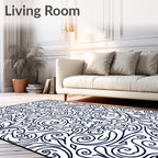 Elegant Floral Swirl Pattern Design Rug