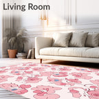 Whimsical Pink Floral Swirls Rug