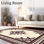 Ornate Floral Medallion Framed Design Rug
