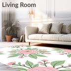 Delicate Pink Floral Pattern Rug